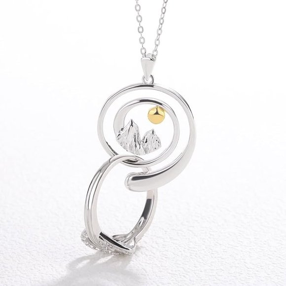 Mountain Moon Sterling Silver Ring Holder Necklace - Gender Neutral, NWOT - Picture 10 of 11